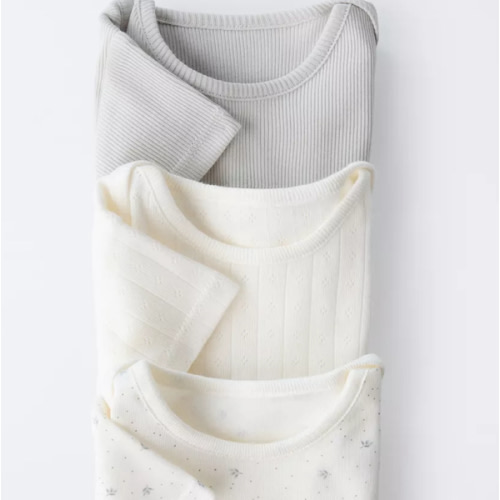 THREE-PACK OF SHORT SLEEVE BODYSUITS WITH TWIGS - Ecru | ZARA United States