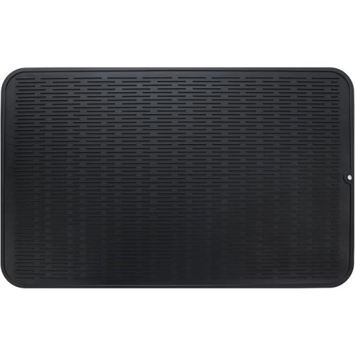 Silicone Dish Drying Mat for Multiple Usage,Easy clean,Eco-friendly,Heat-resistant Silicone Mat for Kitchen Counter or Sink,Refrigerator or Drawer Liner Black XXXL 28 inches x 18 inches