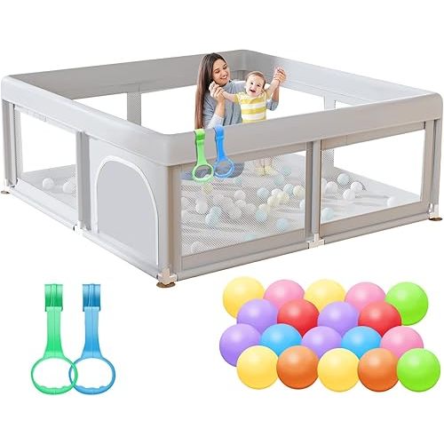 50 x 50 inch Baby Playpen with Ocean Balls Small Playpen for Babies and Toddlers Baby Fence Playards
