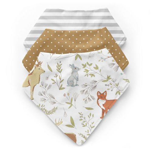 Sweet Jojo Designs Gender Neutral Fabric Baby Bibs Woodland Toile 3pc