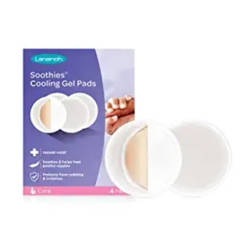 Lansinoh Soothies Cooling Gel Pads, 4 Count, Breastfeeding Essentials, Provides Cooling Relief for Sore Nipples - 4 Pack - Soothies Breast Gel Pads, 4 Pack