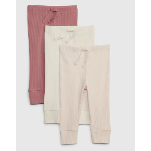 Baby First Favorites TinyRib Pants (3-Pack) in barely pink, size: 0-3 M