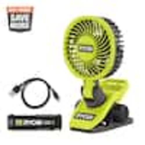 RYOBI USB Lithium Clamp Fan Kit with 2.0 Ah USB Lithium Battery and Charging Cable FVF51K