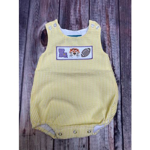 Baby Boy Yellow Striped Seersucker Bubble - Etsy
