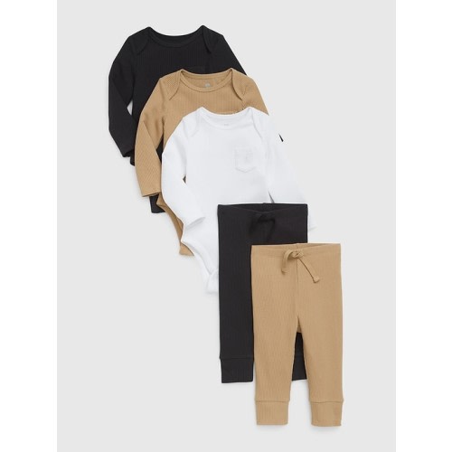 Baby First Favorites Rib Five-Piece Outfit Set in black