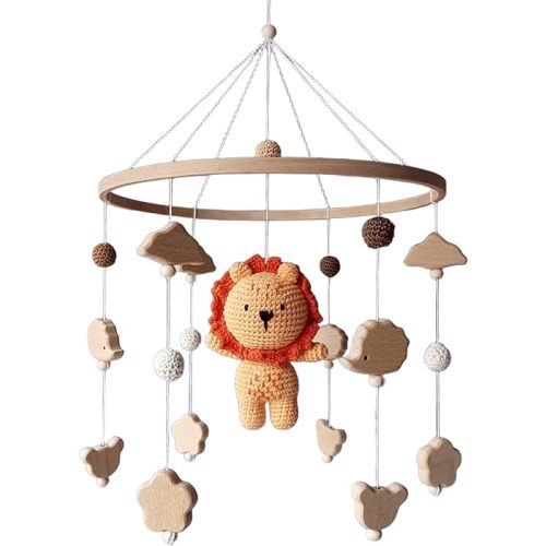 Safari Baby Mobile with Crochet Lion