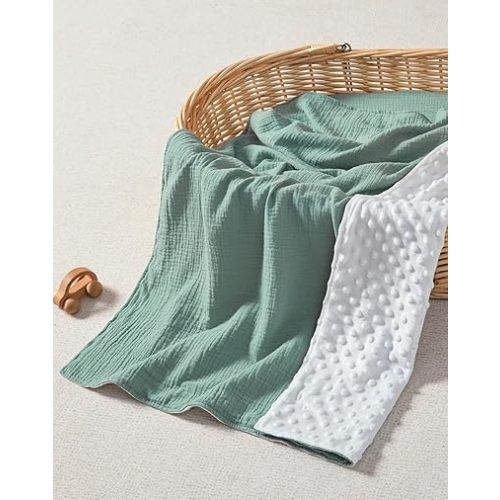 JELLYMONI Muslin Baby Blanket for Newborns, Double-Layer Soothing Raised Dots, Ultra-Soft Lightweight Receiving Blanket 1-Pack, Breathable Nursery Swaddle, 30x40 Inch