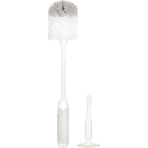 Ubbi Deluxe 2-in-1 Baby Bottle Cleaning Brush Set, Oat | Includes Nipple Brush with Suction Cup, Standing Bottle Brush, Dishwasher Safe, Baby Registry Essential
