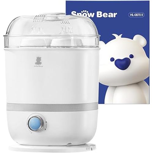 Snow Bear Baby Bottle Sterilizer and Dryer, 6-in-1 Electric Steam Bottle Sterilizer for Baby Bottle & Pacifiers, Breast Pump Parts, Large Capacity 13 Bottles, Fast Drying, Easy to Clean