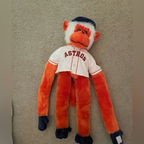 Houston Astros baseball stuffed monkey