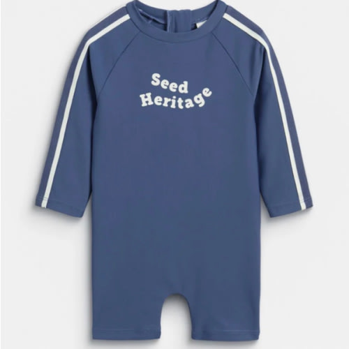 Side Tape Swimsuit | Washed Navy | Seed Heritage