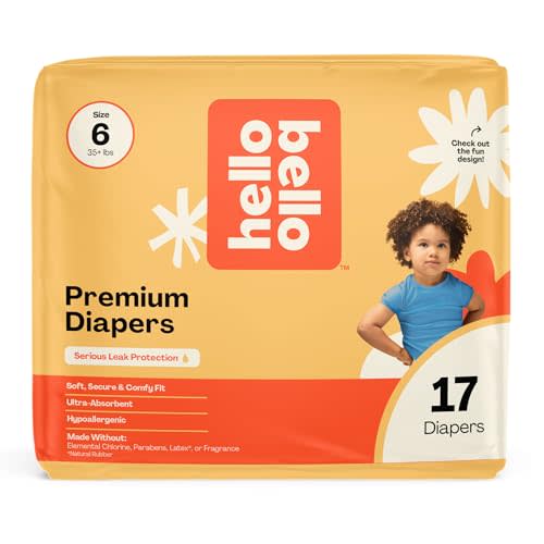 Hello Bello Diapers, Size 6 (35 lbs) Superstars, 17 Count of Premium Disposable Baby Diapers, Hypoallergenic with Soft, Cloth-Like Feel