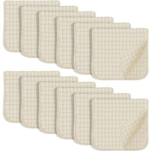 SWEET DOLPHIN 12 Pack Muslin Burp Cloths Large 100% Cotton Hand Washcloths for Baby - Baby Essentials Extra Absorbent and Soft Boys & Girls Milk Spit Up Rags for Newborn Registry - Ivory, 20" X10"