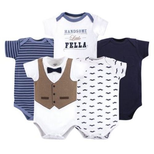 Little Treasure Baby Boy Cotton Bodysuits 5pk, Handsome Fella