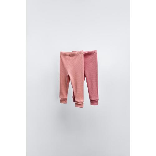 TWO-PACK OF WAFFLE WEAVE LEGGINGS - Mid-pink | ZARA United States