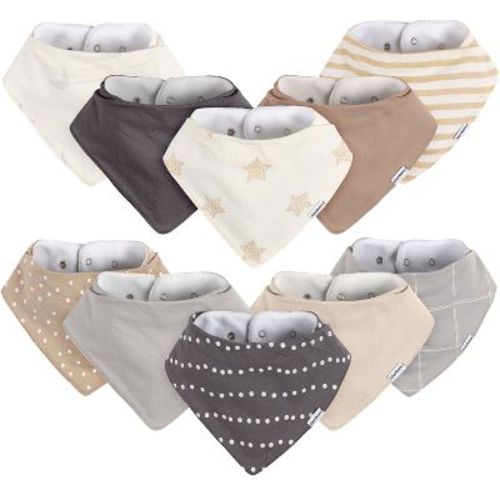 Gerber Neutral Baby Bandana Bibs - Multi Grey - One Size Fits Most - 10-pack