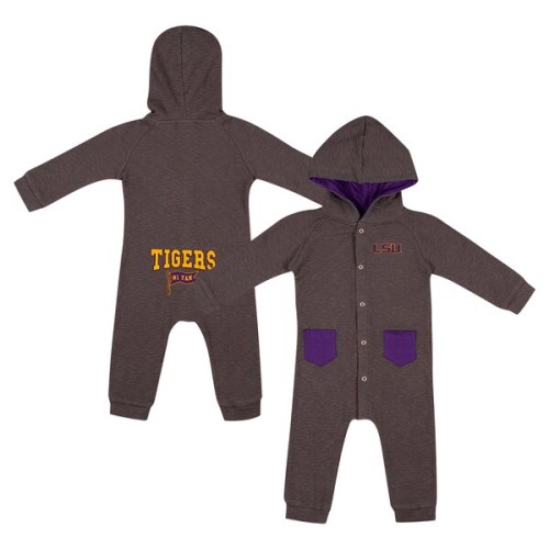 LSU Tigers Colosseum Newborn & Infant Zando-Zan Waffle Full-Snap Hooded Romper - Charcoal