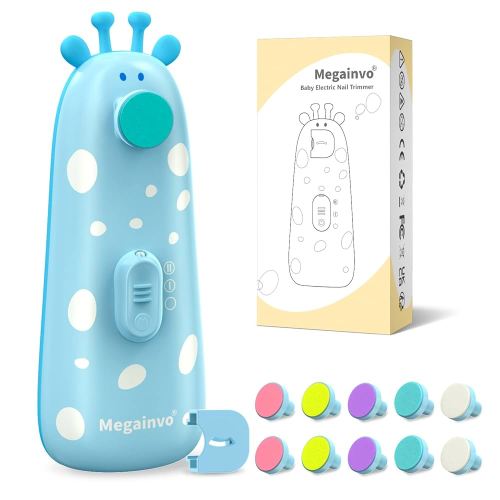 Baby Nail Trimmer Electric Baby Nail File Safe Baby Nail Clippers with Light 10 Grinding Heads Queit Baby Nail Polish Grooming Kit for Newborn Infant Toddler Toes Fingernails Care - Blue