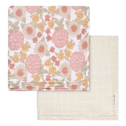Gerber Baby Muslin Blankets, Retro Floral, 2-Pack