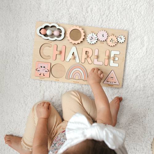 Personalized Busy Board. 1st Birthday Girl Gift. Montessori Board For Toddlers. Wooden Sensory Toys. Educational Toy. Custom Niece Gift.