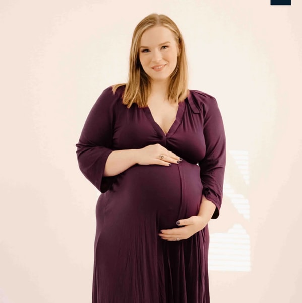 Lila Labor & Postpartum Gown in Midnight Blue