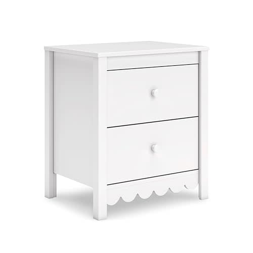 Signature Design by Ashley Hallityn Minimalist 2 Drawer Nightstand for Bedroom, 24.37" Tall, White