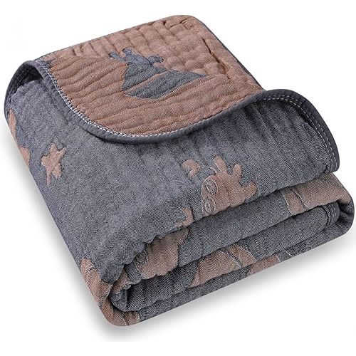 Ultra Soft Muslin Baby Blanket, Made of Viscose from Bamboo and Muslin from Cotton, A Versatile Swaddle and Bed Blanket for Babies, Toddlers, Boys, and Girls (1 Pack).