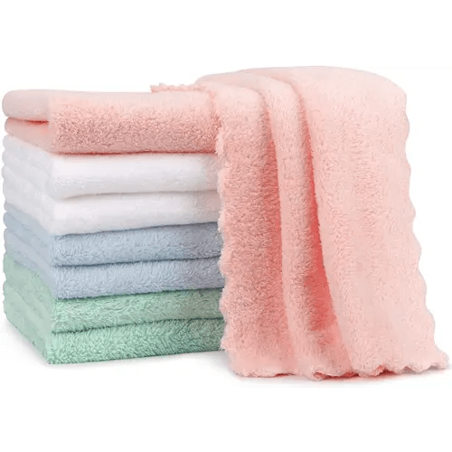Orighty Burp Cloths, Super Soft & Highly Absorbent Coral Fleece, 20 x 10 Inch Gentle & Large Burp Rugs for Baby Sensitive Skin - Burping Cloths for Newborn Essential, 8 Pack