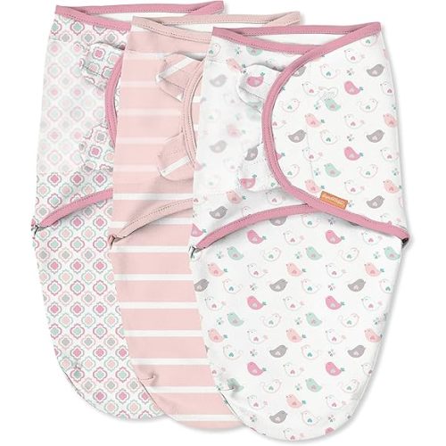 SwaddleMe by Ingenuity Original Swaddle, Size Large, For Ages 3-6 Months, 14-18 Pounds, Up to 30 Inches Long, 3-Pack Baby Swaddle Blanket Wrap(Fly Away color)