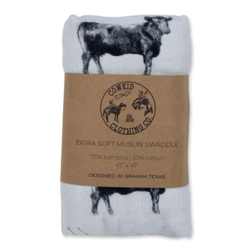Gray Angus Bamboo Muslin Swaddle – Cowkid Clothing Company