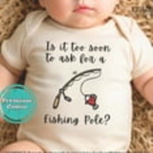 Baby Bodysuit BELLA CANVAS Too Soon To Ask For A Fishing Pole Onesie - 12 month, light blue