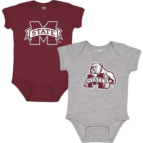 Little King NCAA Bodysuit 2 Pack Short Sleeve-100% Cotton-Infant Sizes 0-3M 6M 12M 18M