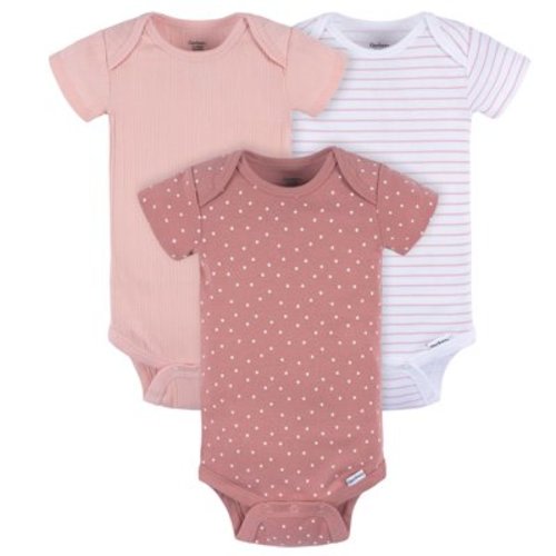 Gerber Baby Neutral Short Sleeve Bodysuits, 3-Pack, Sizes Newborn - 24 Months