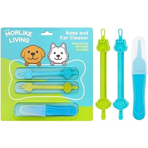 MORLIKE LIVING Baby Nose and Ear Cleaner Tool, Soft Flexible Rubber Nasal Booger Picker for Newborns and Infants, Dual Ear Wax and Snot Remover, Essential Baby Care Products