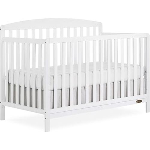 Dream On Me JPMA & Greenguard Gold Certified Odelle 5 in 1 Convertible Crib in White, Built of Sustainable Pinewood, 3 Mattress Height Settings, Non-Toxic Water-Based Paint Finish