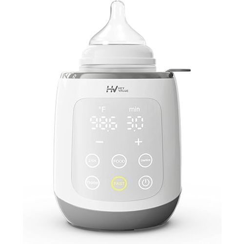 HEYVALUE Bottle Warmer, Baby Bottle Warmer 10-in-1 Fast Baby Food Heater&Thaw BPA-Free Milk Warmer with IMD LED Display Accurate Temperature Control for Breastmilk or Formula for Bottles