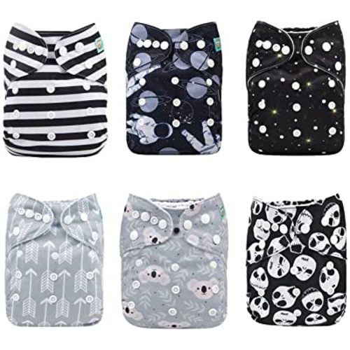  ALVABABY Baby Cloth Diapers 6 Pack with 12 Inserts One Size  Adjustable Washable Reusable for Baby Girls and Boys 6BM98 : Baby Diaper  Covers : Baby