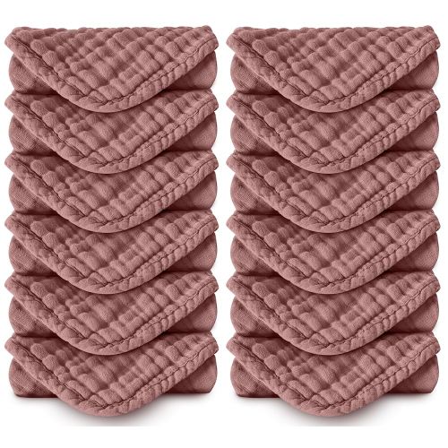 Muslin Burp Cloths 100% Cotton Large 20''x10'' Extra Soft and Absorbent Baby Wash Cloths Spit Up Rags - Baby Burping Cloth for Boys Girls Items(12 Pack Bean Paste)
