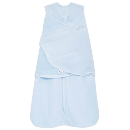 HALO Micro-Fleece Sleepsack Swaddle, 3-Way Adjustable Wearable Blanket, TOG 3.0, Baby Blue, Newborn, 0-3 Months