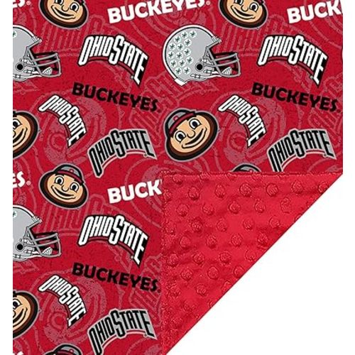 Ohio State Buckeye Licensed Baby/Toddler Minky Blanket Throw (36"" x 28"")"
