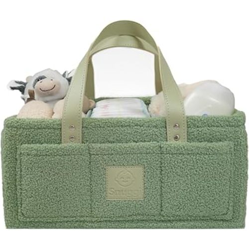 Baby Diaper Caddy Organizer with Handle & Toiletry Bag, Portable Nursery Storage Basket for Newborn Essentials, Baby Registry Must Have