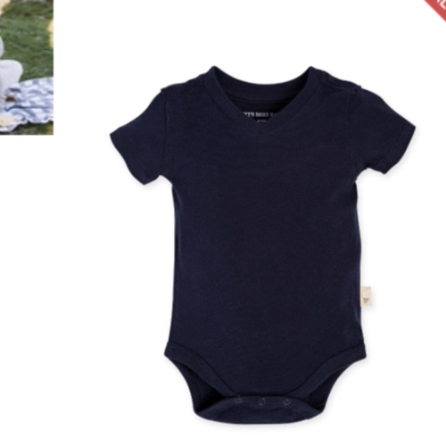 Short Sleeve Reverse Seam V Neck Organic Bodysuit Midnight