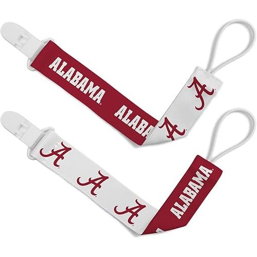 BabyFanatic Officially Licensed Unisex Pacifier Clip 2-Pack - NCAA Alabama Crimson Tide - Officially Licensed Baby Apparel