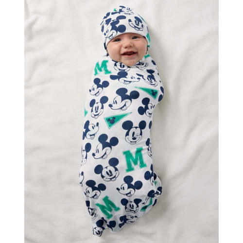 Disney Varsity Mickey Mouse Swaddle & Beanie Set | Little Sleepies
