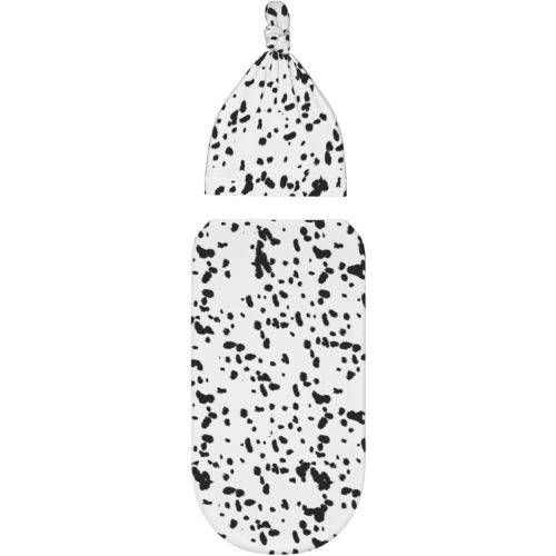 Dalmatian Dog Print Black Spot Newborn Swaddle Blanket With Hat Set Baby Stuff Receiving Blankets Soft Transition Sleep Sacks Gifts For Infant Boys Girls