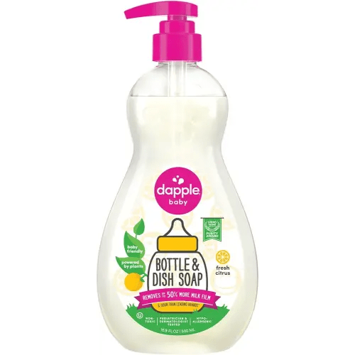 Dapple Baby - Bottle & Dish Soap, Plant Based Bottle Cleaner, Baby Safe Liquid Dish Soap, Fresh Citrus Scented - 500ml, 16.9 Ounces