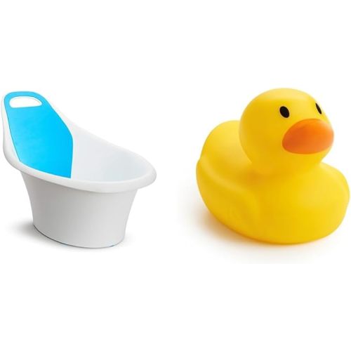Munchkin® Sit & SoakTM 0-12 Months 25 x 16.25 x 15 Inch Baby Bath Tub and White Hot® Safety Bath Ducky Toy Bundle - Compact + Safety Bath Ducky Toy
