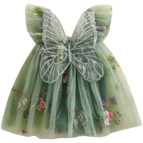 Newborn Infant Baby Girls Clothes Flower Butterfly Embroidery Sleeveless Romper Tulle Mesh Dress Toddler Bodysuit
