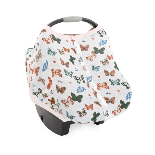 Cotton Muslin Car Seat Canopy - Butterflies