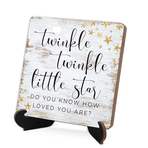 Twinkle Twinkle Little Star Daycare Wall Decor,Decorar Habitacion,Boy & Girl Wall Decor,Wooden Board Decoration With Stand,Decorative Signs & Plaques,Wooden Signs,Baby Shower Decorations,L2